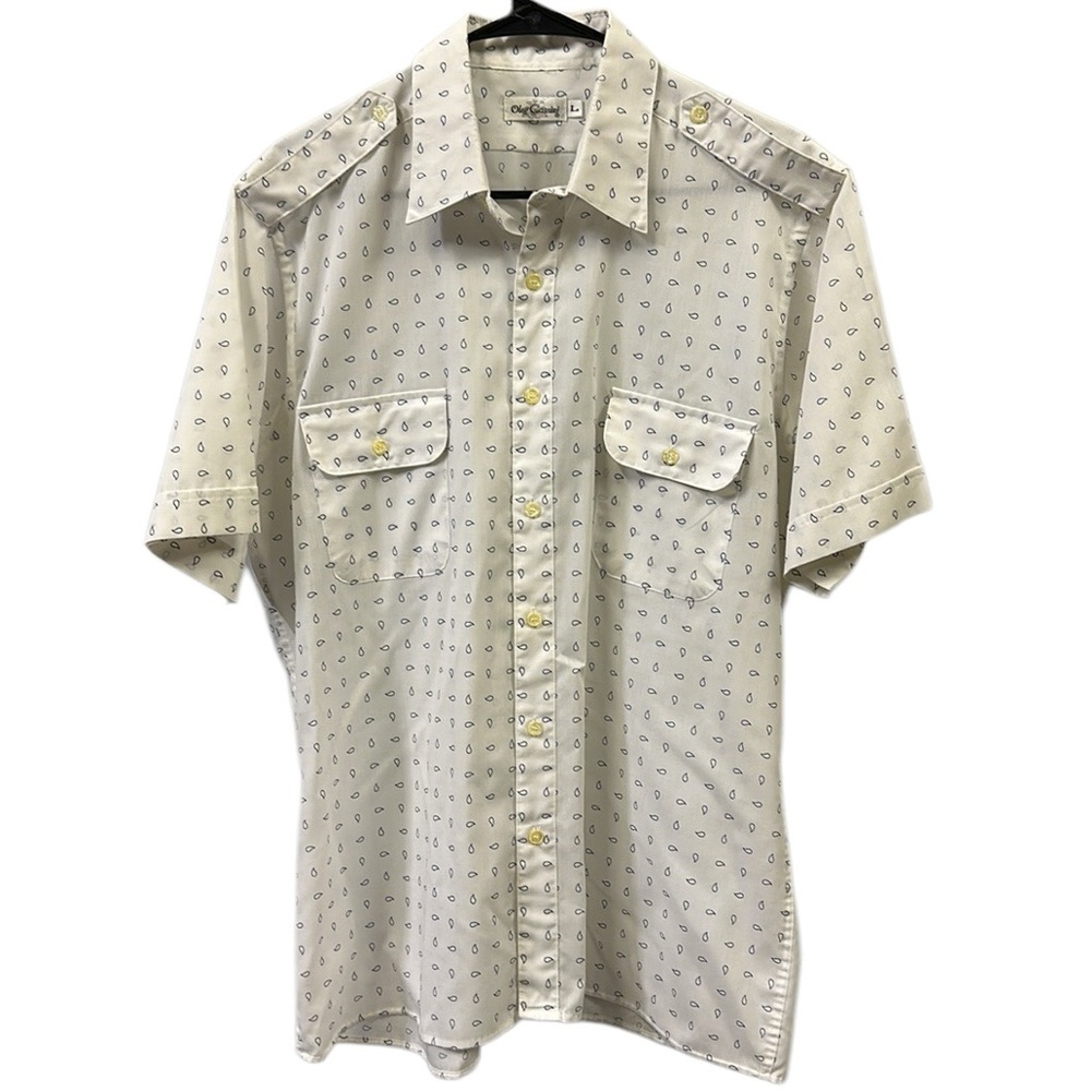 Oleg Cassini Vintage Single Stitch Short Sleeve Button Up Double Pocket Shirt L
